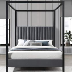 Canopy Bed Black Queen 