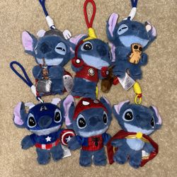 DISNEY Cosbi MARVEL Series STITCH Plush Keychain Collections - Iron Man, Thor, Rocket, Doctor Strange, Captain America
