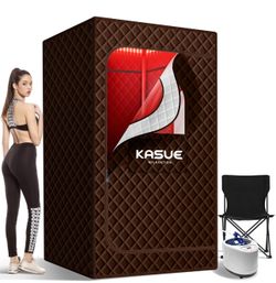 Infrared Portable Sauna Tent for Home, XL Steamer, Folding Chair, Multiple Layered Waterproof Full Body Spa, Indoor & Outdoor (Dark Brown)