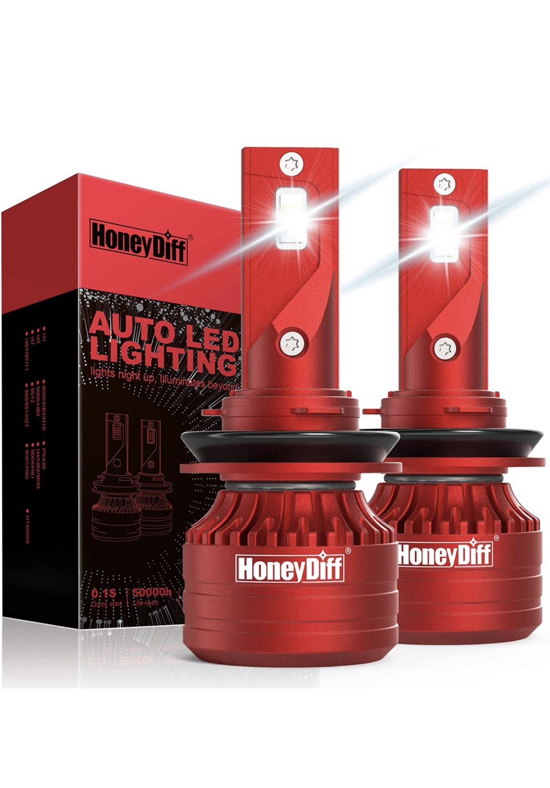 HoneyDiff H11/H9/H8 LED Headlight Bulbs 16000LM 6500K Cool White Automotive Headlight Bulbs Auto Led Headlight High Low Beam CSP LED Chips 2 Pack