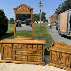 Beautiful Burlington House Solid Wood Dresser, Mirror & Nightstand - VG  Cond. -Marietta, Pa Pick Up