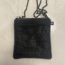Beaded Zipper Bag: Black 