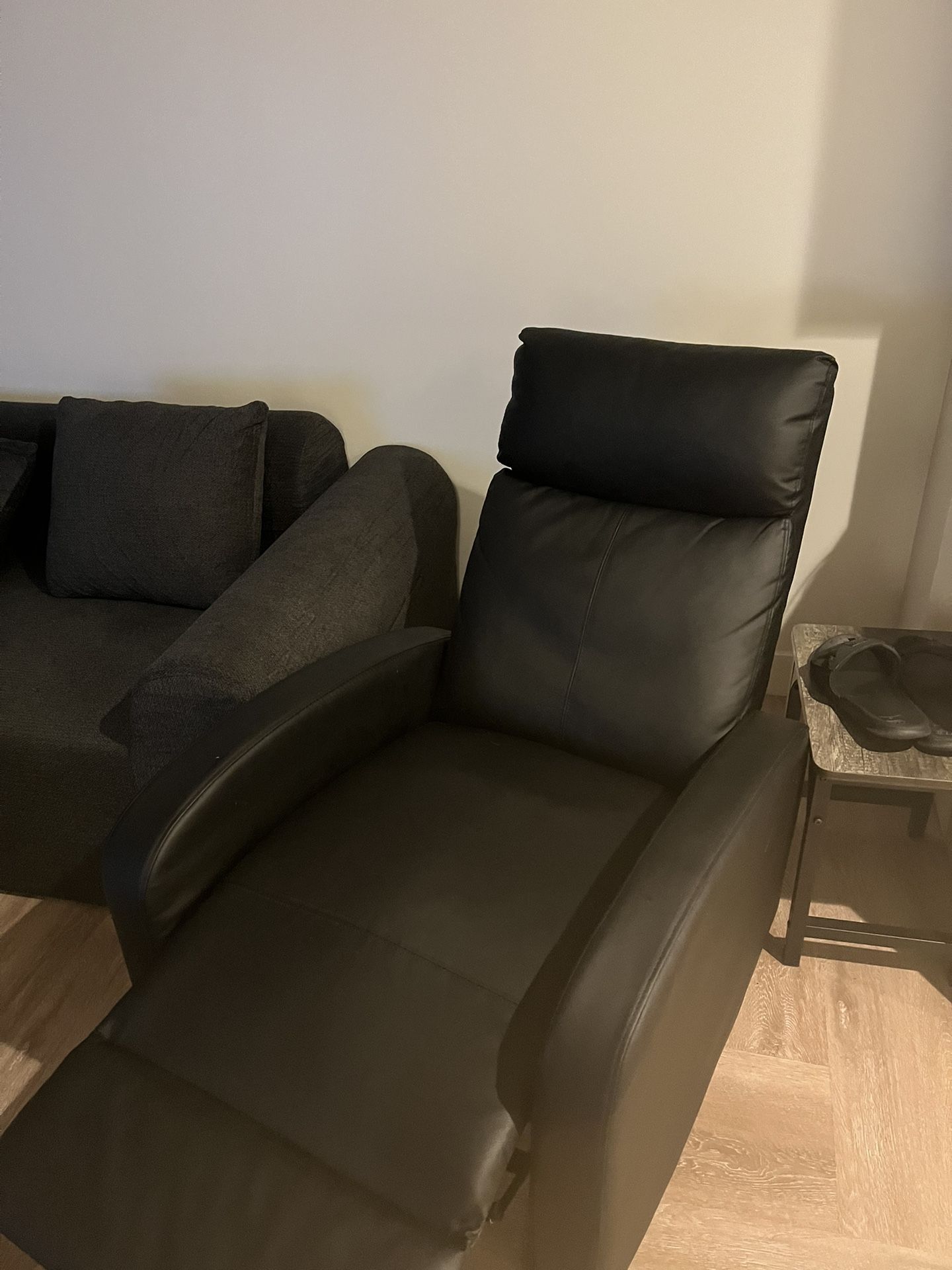 Reclining Chair Black Leather