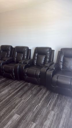 Black faux leather electric recliner (single)
