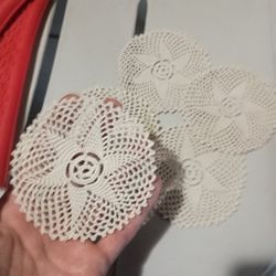 5 Cream Colored Crochet Cup Holders