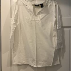 New York & company white cotton blouse
