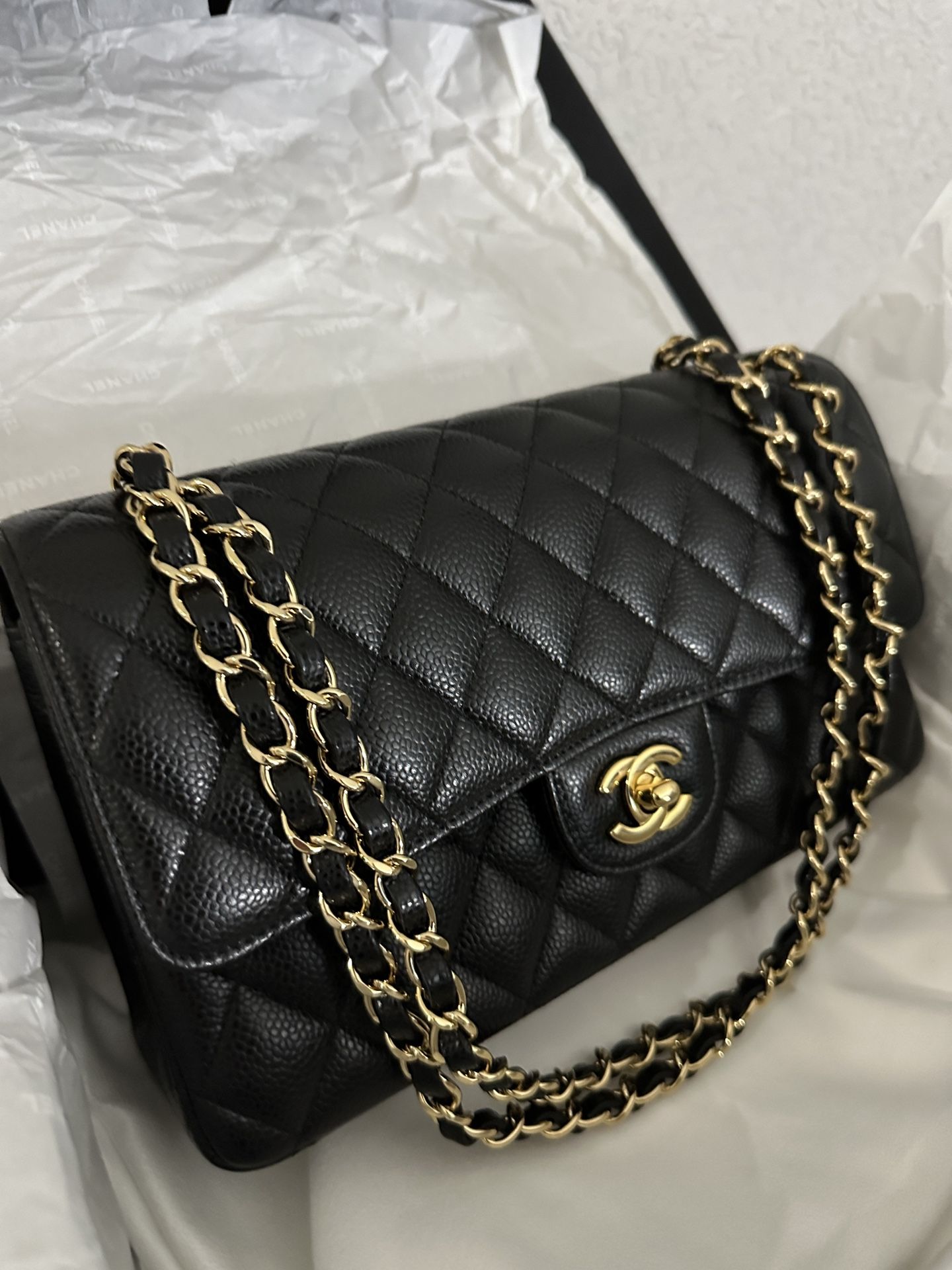 Chanel Black Double Flap Bag in medium size