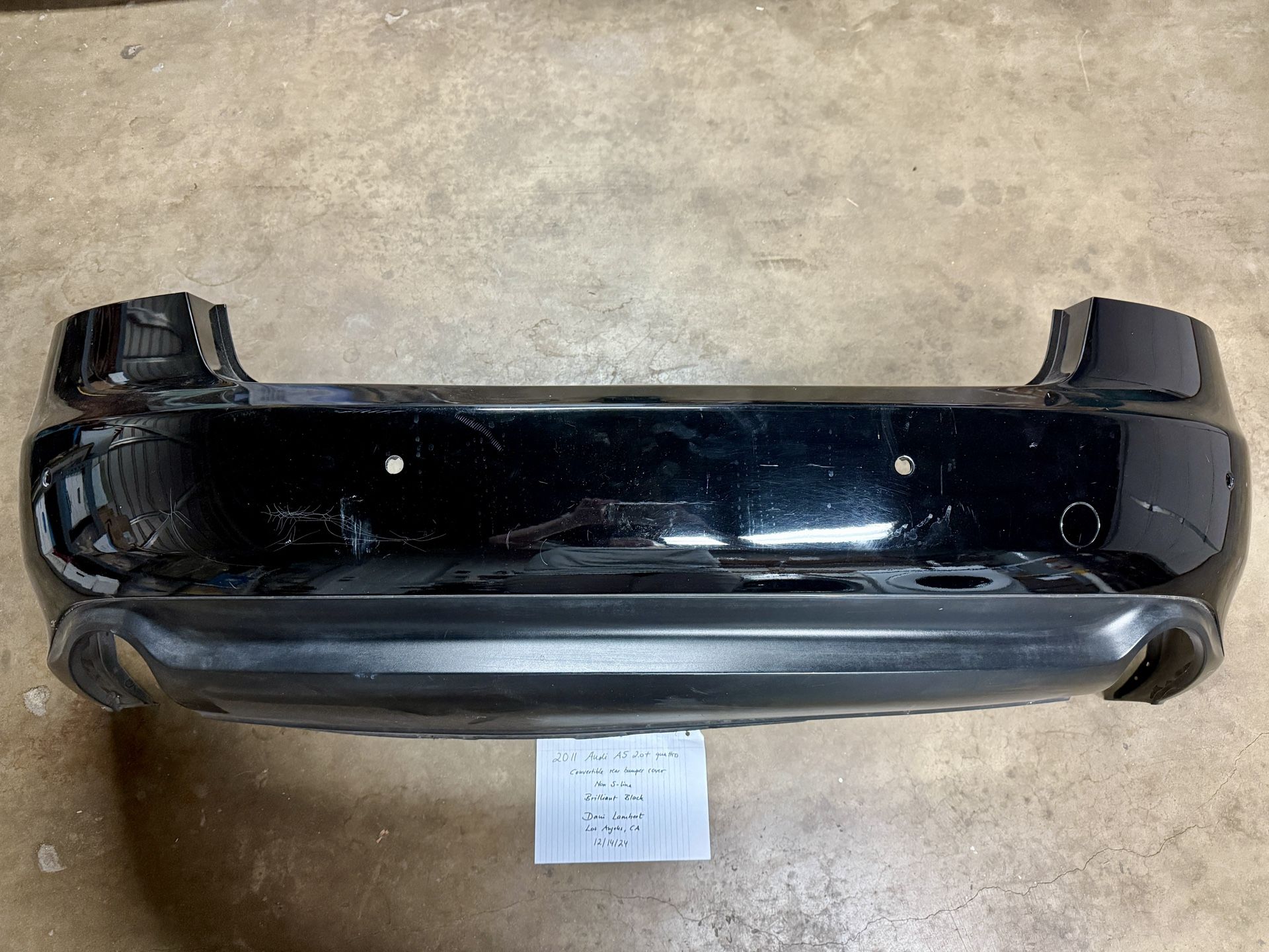 2011 Audi A5 2.0t Rear Bumper Cover - Brilliant Black