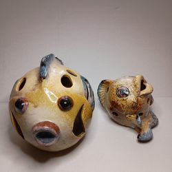 Art Pottery Earthenware Fish Votive Holder