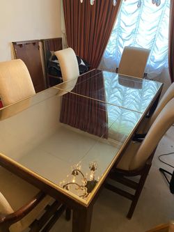 Henredon Mirror top Dining room table with 6 chairs