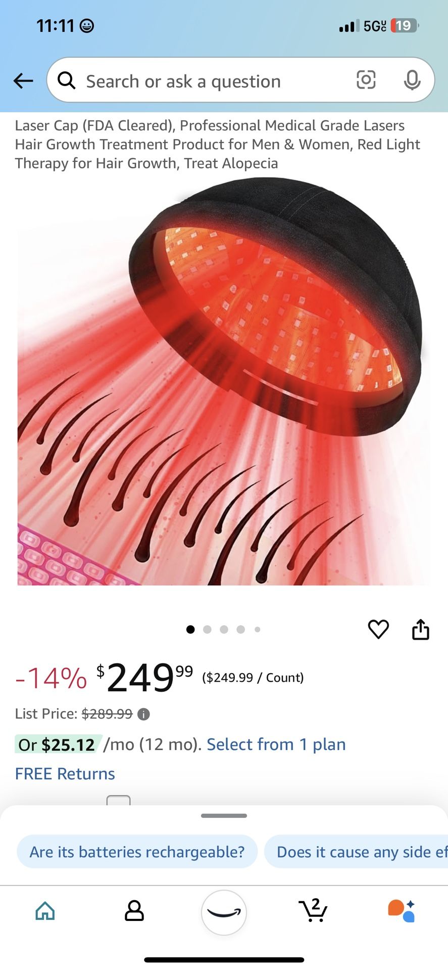 Laser Cap (FDA Cleared) Professional Medical Grade Lasers Hair Growth Treatment Product for Men & Women Red Light Therapy for Hair Growth Treat Alo