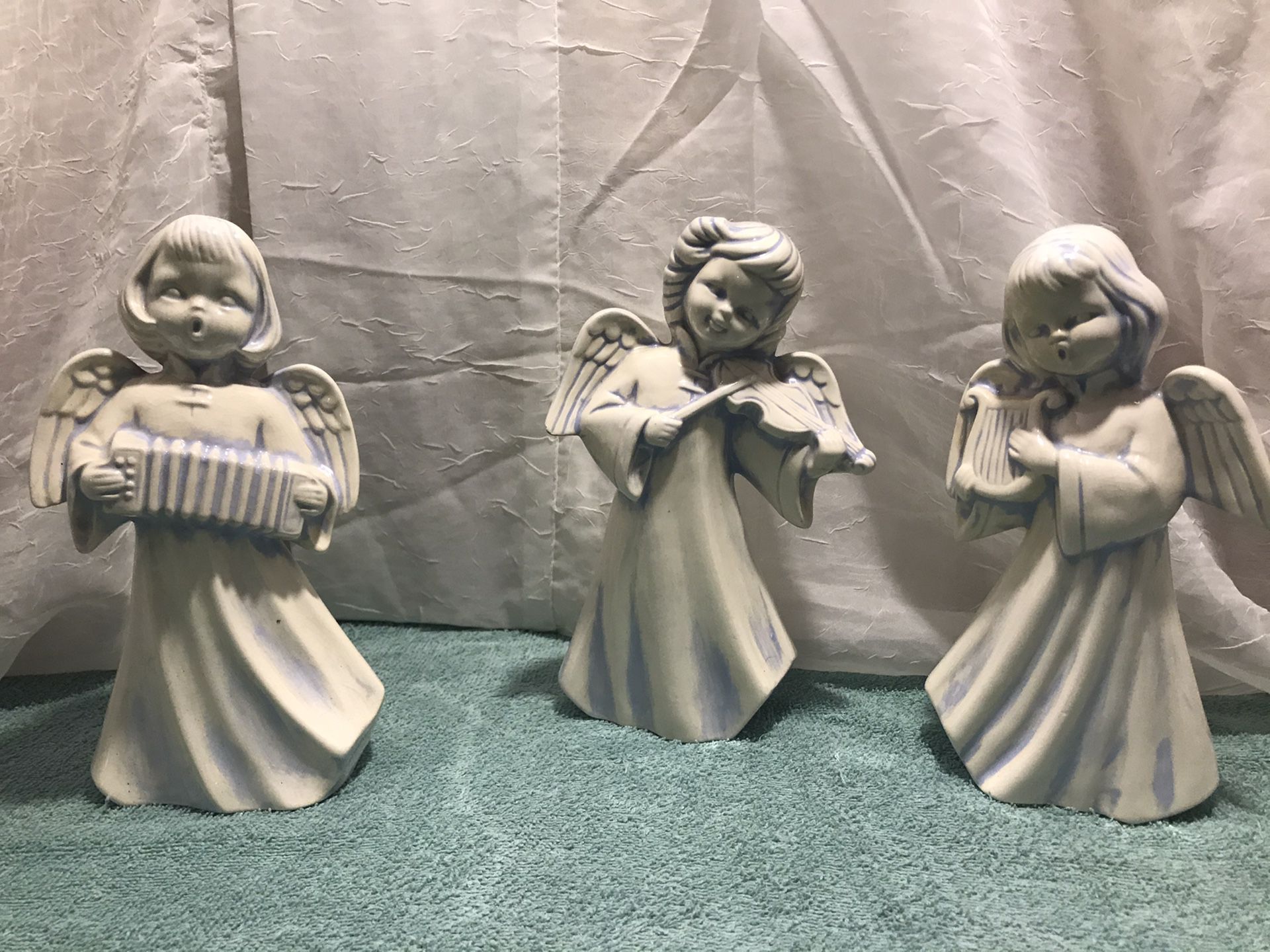 Vintage Set of Three (3) Angel Figurines with Instruments