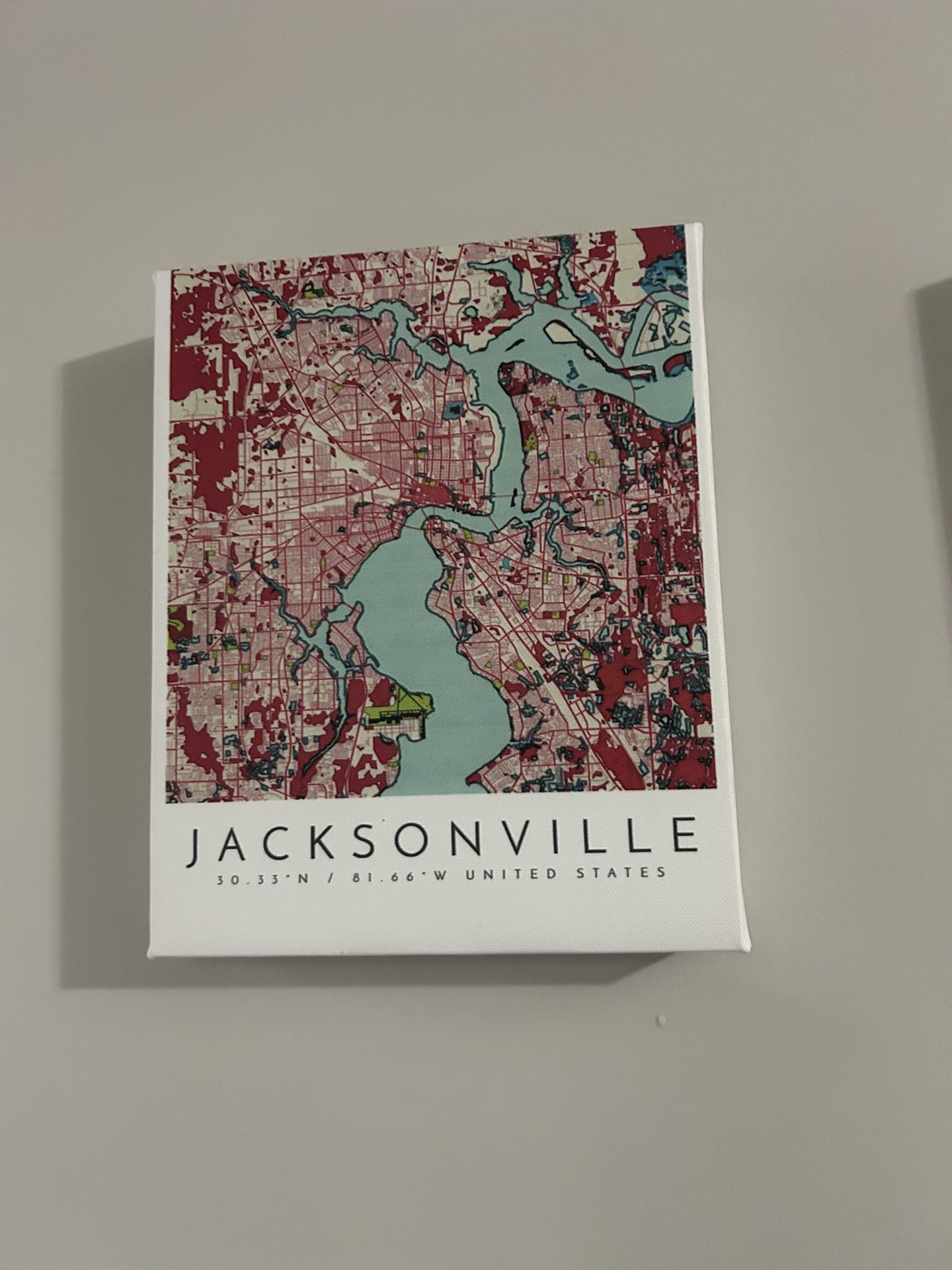 Map of Jacksonville Canvas