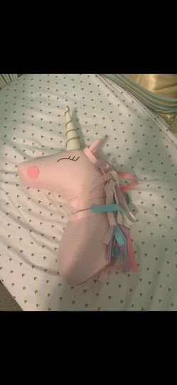 Handmade Unicorn Soft Toy Head For Girls Bedroom Wall Decor