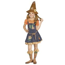 Girls 10/12 Scarecrow Costume W/ Hat And Accessories 