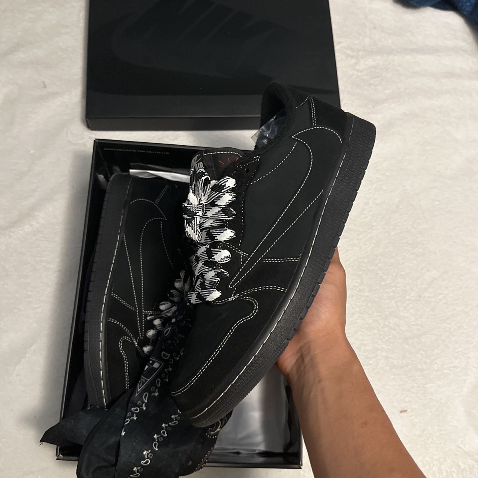 Travis Scott Jordan 1 Low Black Phantom Size 12