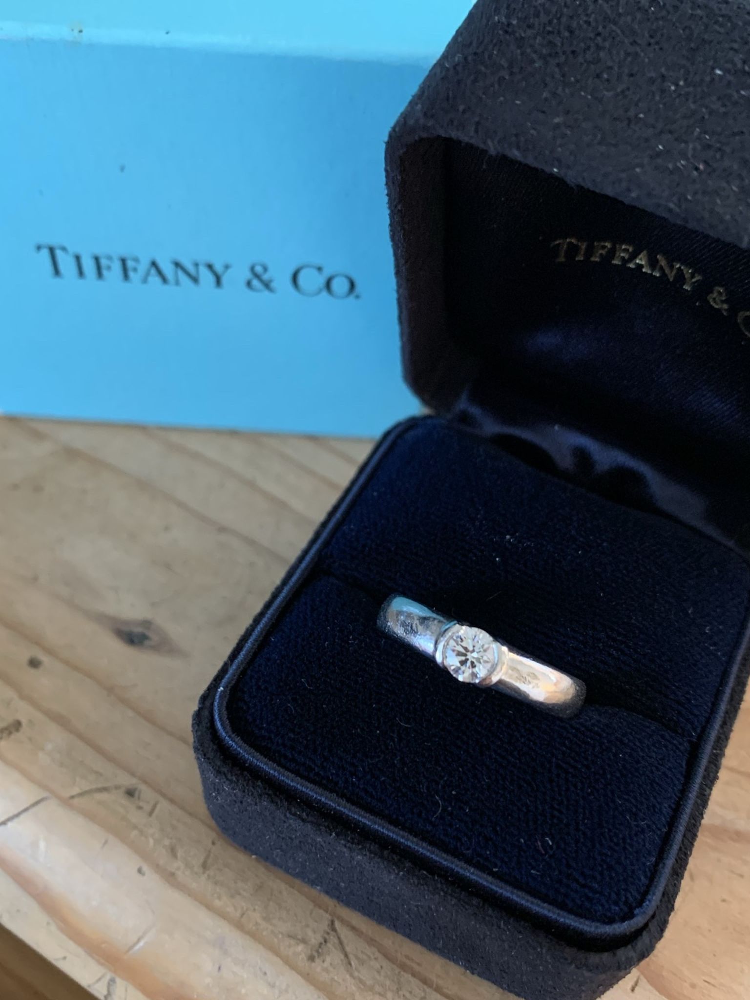 Tiffany & Co Diamond Platnimum Solitaire Ring Size 5.5