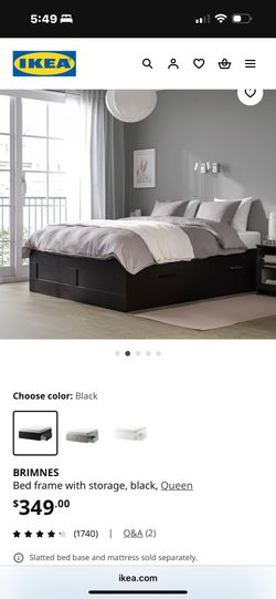 BRIMNES Queen Bed Black