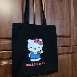 Hello Kitty Black Canvas Tote Bag  