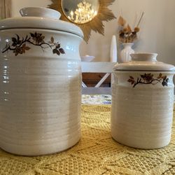 Two vintage ceramic canisters