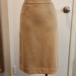 CALVIN KLEIN Camel Knee Length Lined Pencil Skirt w/ Pocket - Women's Sz. 6 NWT
