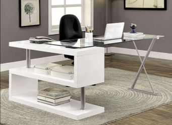 Brand New White Modern Style L-Shaped Office Desk