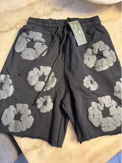 Denim Tears Wreath Fleece Shorts - Black / Grey