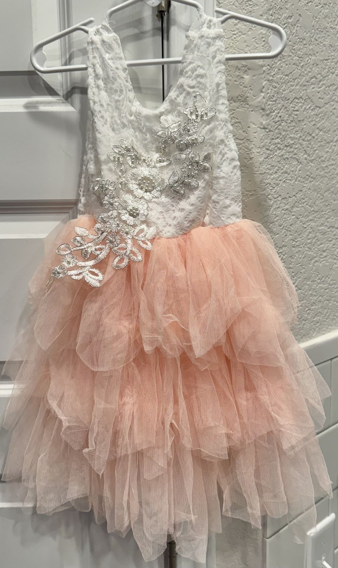 New with tags- Pink/White Ruffle Dress 12-18 month