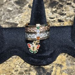 Semanario 3 Tonos Con Mariposa Anillo  