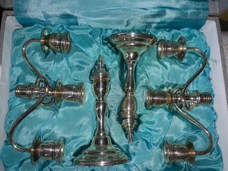 Sterling silver candelabras in silk lined case