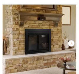 Fireplace Glass Cabinet-Style Door, Black Finish, Medium, Decorative Fireplace Screen Door for Fireplace Accessories
