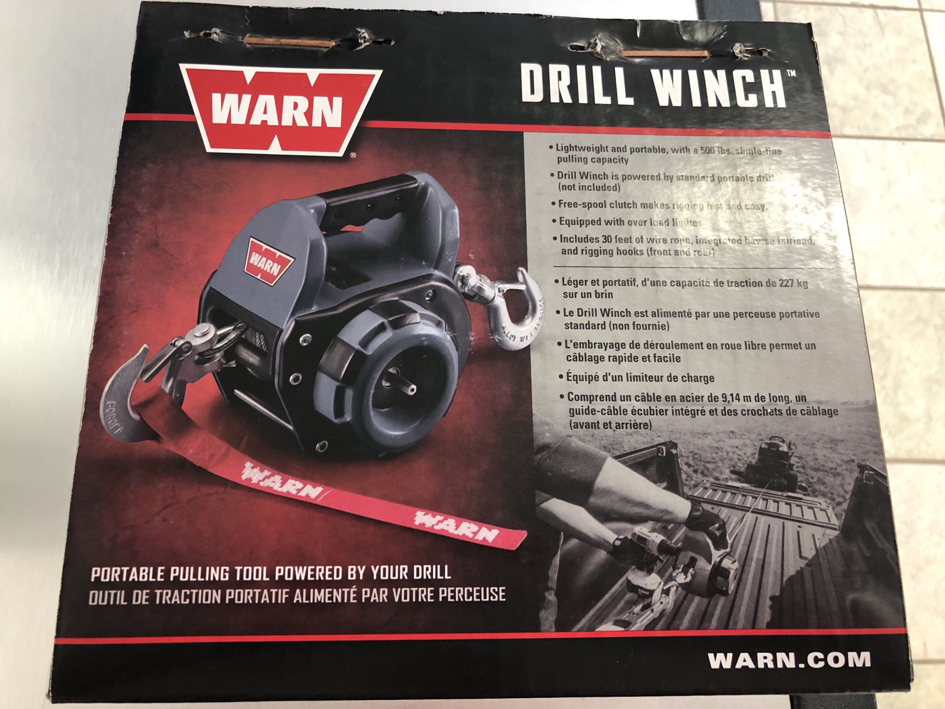Warn Drill Winch - Brand New. 500 lb. single-line pulling capacity. 30 ft wire rope.