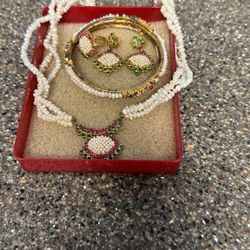 Rice Pearl Necklace, Bangles, Earrings, Ring - CASH Only