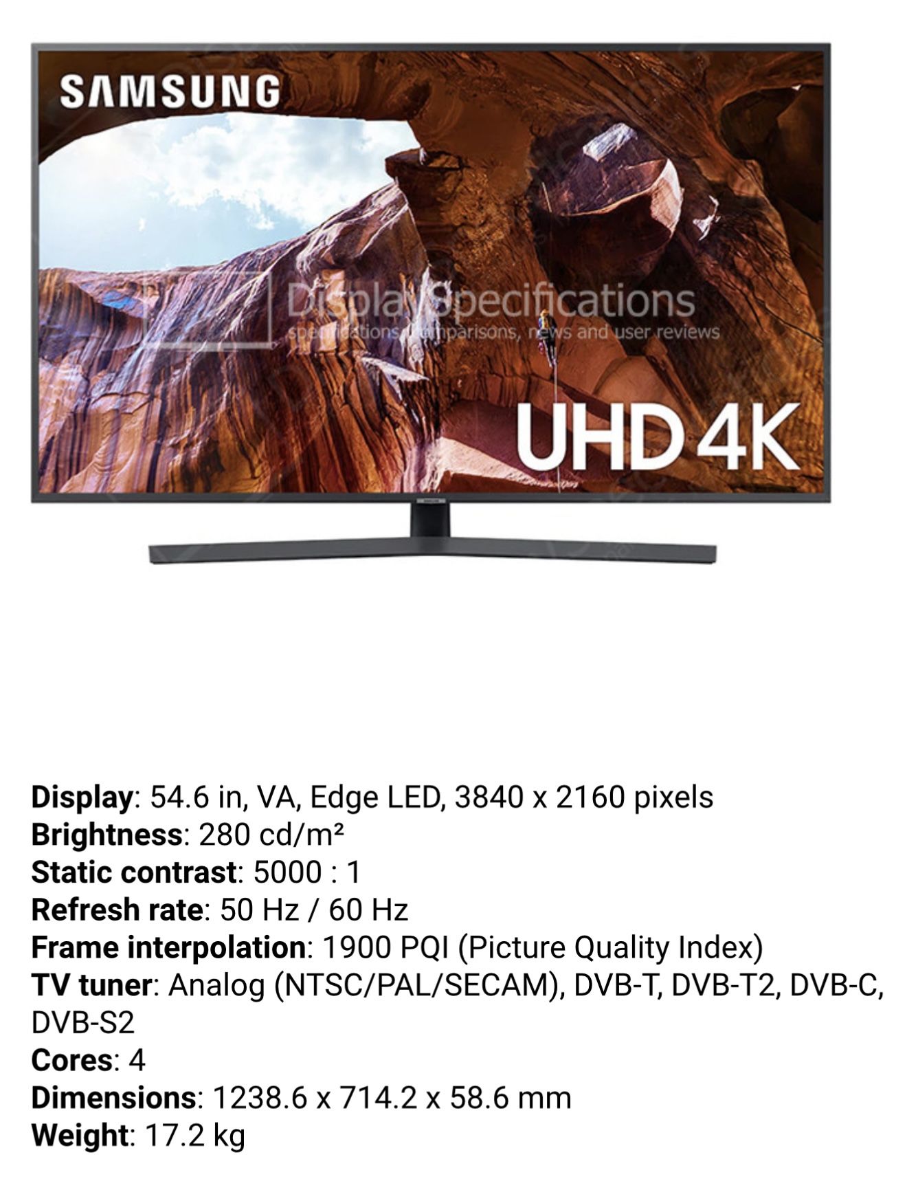 55 “ Samsung UHD 4k Smart tv Model RU7400
