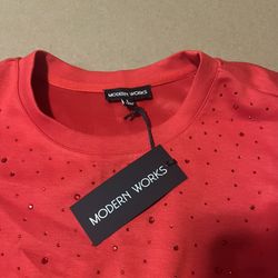 Red rhinestone bling sweatshirt( Size Large)