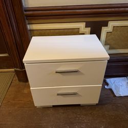 Modern White 2 Drawer Nightstand