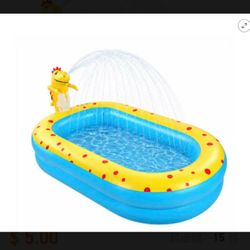 Inflatable Swimming Pool for Kids with Sprinkler, 67x41x32in Family Size Backyard Summer Water Play
