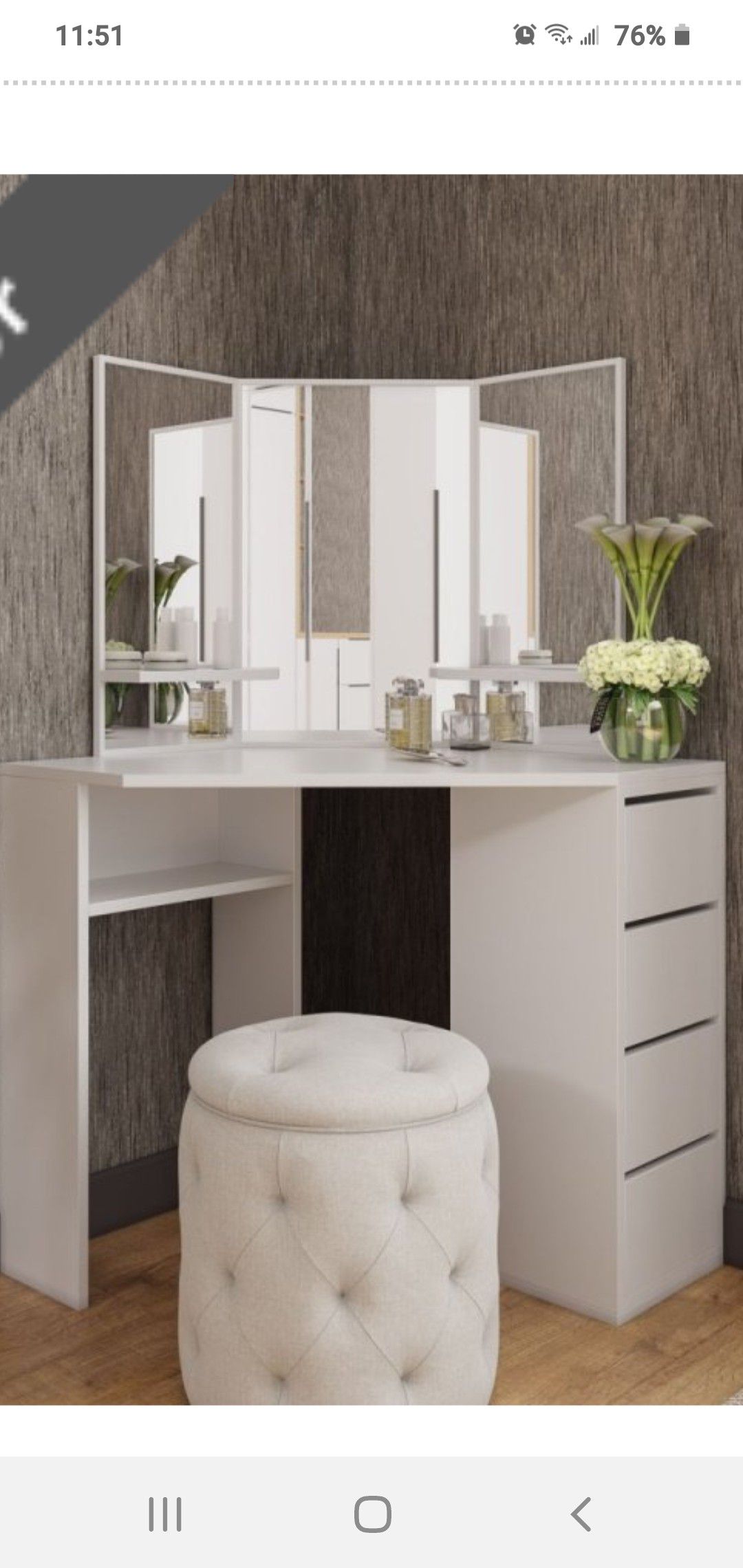 Reversible makeup make vanity table with mirror made in Europe