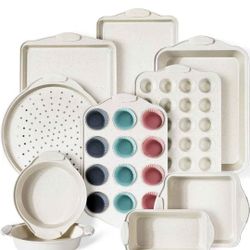 Kikcoin 22 PCS Nonstick Baking Pans Set, Stackable Bakeware Sets with Silicone Handles, 450°F Oven S