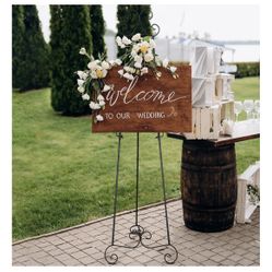 Large Metal Scroll Easel - 57” (Black)