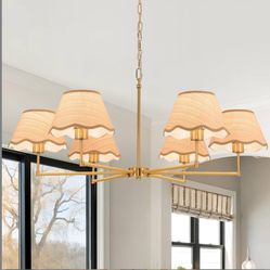 6-Light Boho Rattan Chandelier 39″ Rattan Pendant Light with Hand-Woven Shade Adjustable Height Vintage Dining Room Chandelier for Kitchen Island Livi