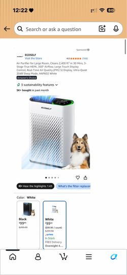 ECOSELF Air Purifier PM2.5 Display + Brand New Extra Replacement HEPA Filter