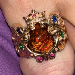 Fire Agate/ diamonds/ samphires/ Emeralds / Rubies In 14k Rose Gold 