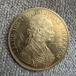 Official 1915 Austrian 4 Ducat 23kt Gold Coin Emperor Franz-Joseph Ferdinand