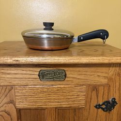  Vintage 8” Revere Ware Copper Bottom Skillet With Lid.          B