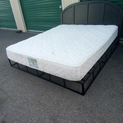 KING BED FRAME WITH HEADBOARD AND MATTRESS 