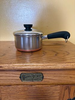 Vintage 1Qt Revere Ware Copper Bottom Saucepan with Lid.   P