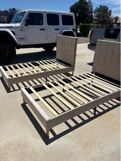 Twin Bed Frames – 2 Available (1 Includes Mattress) – Sold As Is