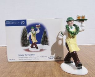 Rare 2001 Dept. 56 Snow Village "Bringing The Irish Cheer " #56.55128. St. Patrick’s Day / Village Piece