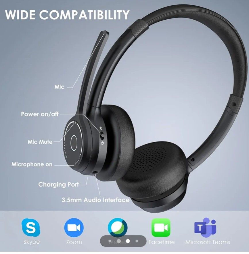 Wireless Headset with Noise Cancelling Microphone